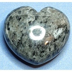 Larvikite Puffed Heart Natural Stone 1.5 X 1.75" including Felt Pouch-HT11